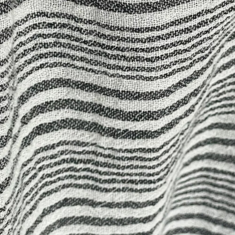 Derek Lam Gray Stripe Cotton Tunic Shirt V-Neck Tassel Tie Womens 10 - Picture 7 of 10